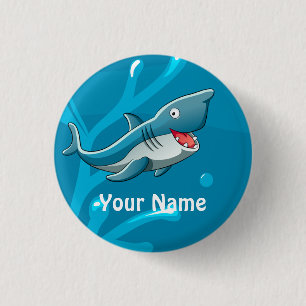 Ocean Aquatic Cute Shark Custom Button