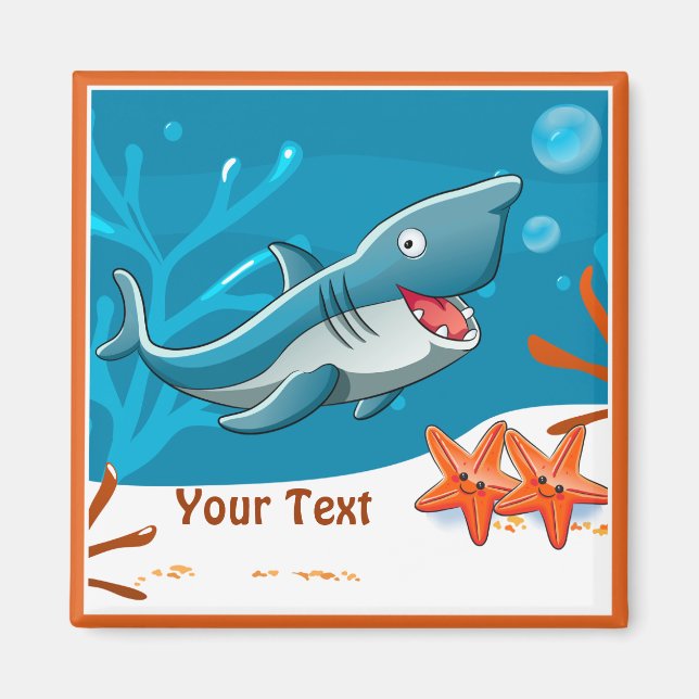 Ocean Aquatic Cute Shark Custom Magnet (Front)