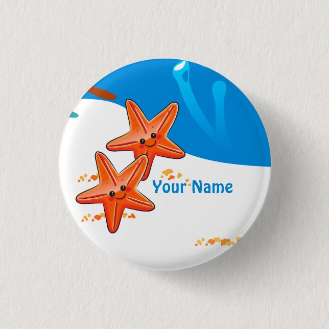 Ocean Aquatic Cute Starfish Custom Button (Front)