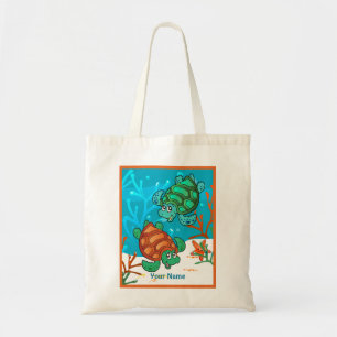 Ocean Aquatic Cute Turtle Custom Tote Bag