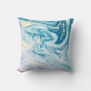 Ocean Art: Marble Agate Swirls. Cushion
