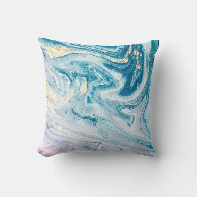 Ocean Art: Marble Agate Swirls. Cushion (Front)
