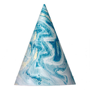 Ocean Art: Marble Agate Swirls. Party Hat