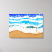 Ocean Art, White Foamy Waves on a Sandy Beach