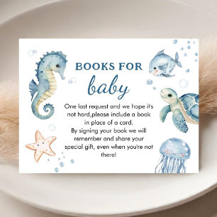 Ocean Baby Shower Boy Blue Book For Baby Enclosure Card