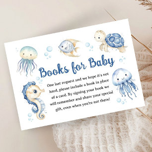 Ocean Baby Shower Boy Navy Blue Books For Baby Enclosure Card