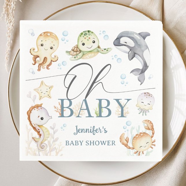 Ocean Baby Shower Gender Neutral Under The Sea Napkin (Creator Uploaded)