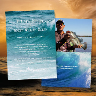 Ocean Background Photo Memorial Funeral Invitation