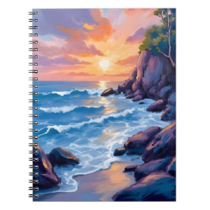 Ocean Bay Sunset Beach Shore Watercolor Notebook