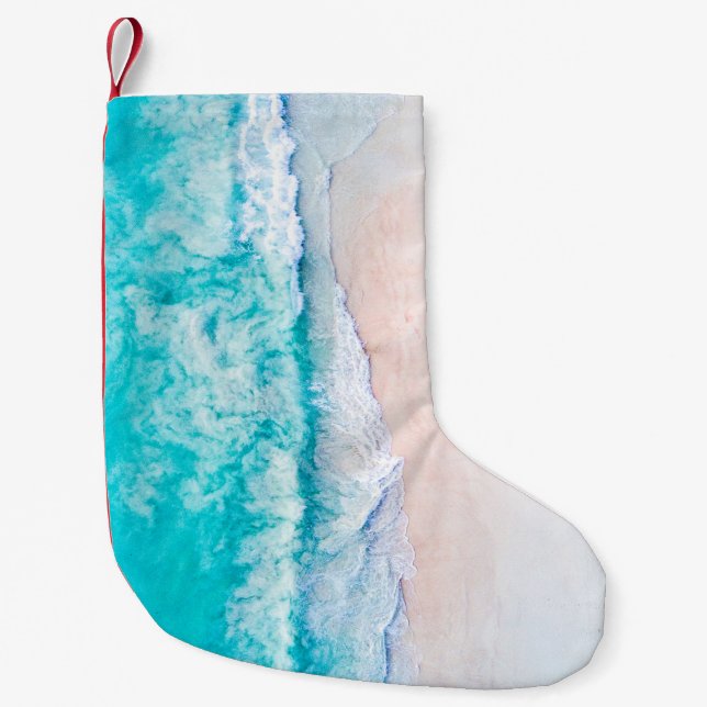 Ocean beach, beautiful landscape, travel theme. small christmas stocking (Front)