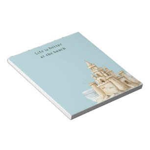 Ocean Beach Birds Blue Sky Cream Sand Castle Notepad