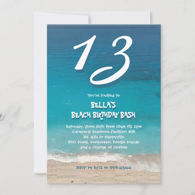 Ocean Beach Birthday Party for Kids Invitation (Front)