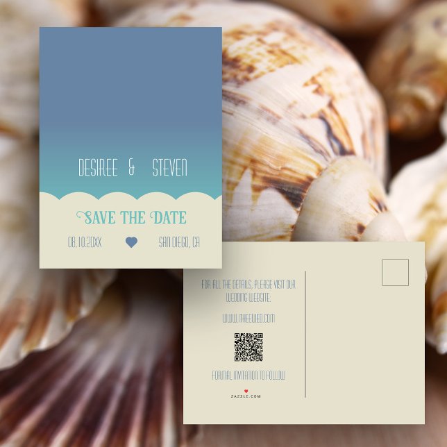 Ocean Beach Blend Save the Date Postcard (Ocean beach themed Save the Date postcard)