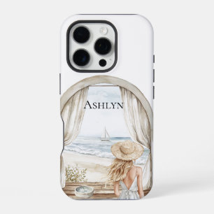 Ocean Beach Blonde Woman iPhone 16 Pro Case