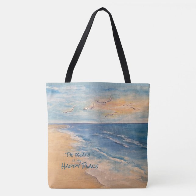 Ocean Beach Breeze Throw Pillow Tote Bag (Front)