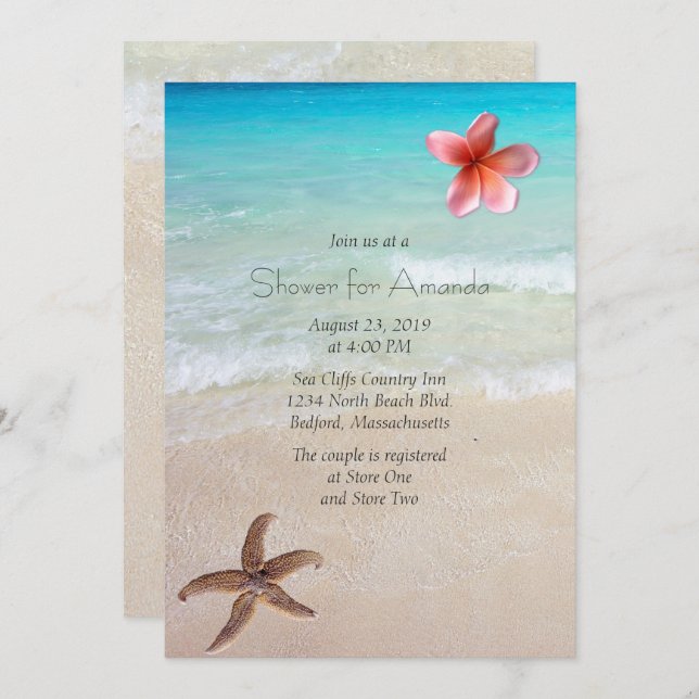 Ocean Beach Bridal Shower Party Invitation (Front/Back)