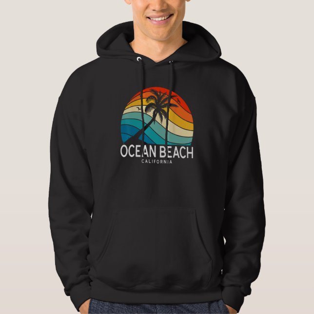 Ocean Beach California Tropical Beach Palm Tree So Hoodie (Front)