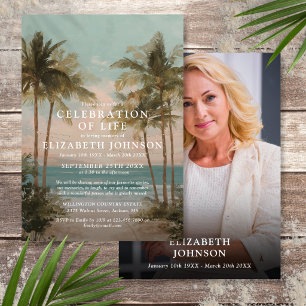 Ocean Beach Celebration of Life Funeral Photo Invitation