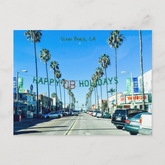 Ocean Beach Christmas Holiday Postcard (Front)