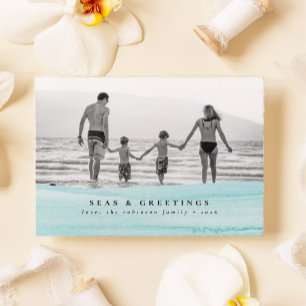 Ocean Beach Christmas Photo Seas & Greetings Card