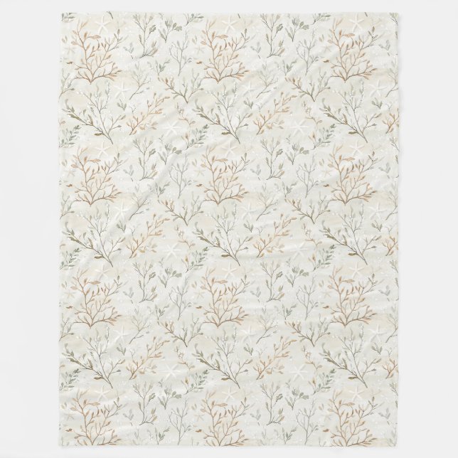 Ocean Beach Coast Starfish Birthday Fleece Blanket (Front)