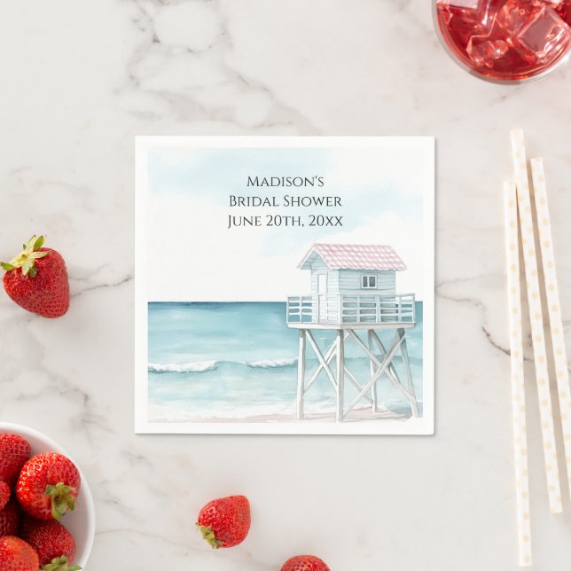 Ocean Beach Coastal Bridal Shower Napkin (Insitu)