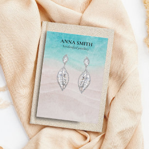 Ocean Beach Coastal Modern Stud Earring Display Business Card