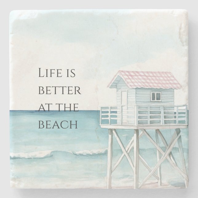 Ocean Beach Coastal   Stone Coaster (Front)
