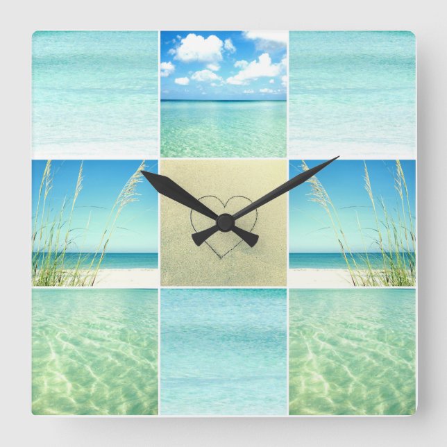 Ocean Beach Collage Wall Clock (Front)