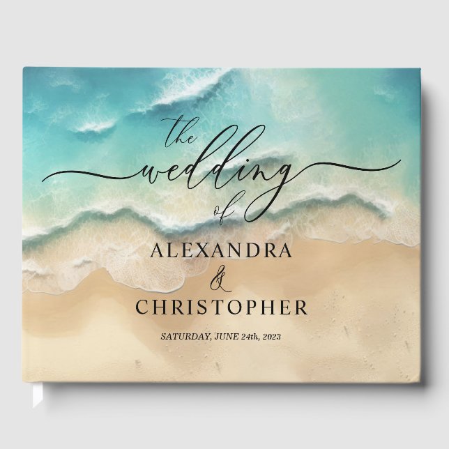 Ocean Beach Cute Signature Summer Guest Book (Front)