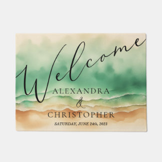 Ocean Beach Cute Signature Summer Welcome Sun Doormat