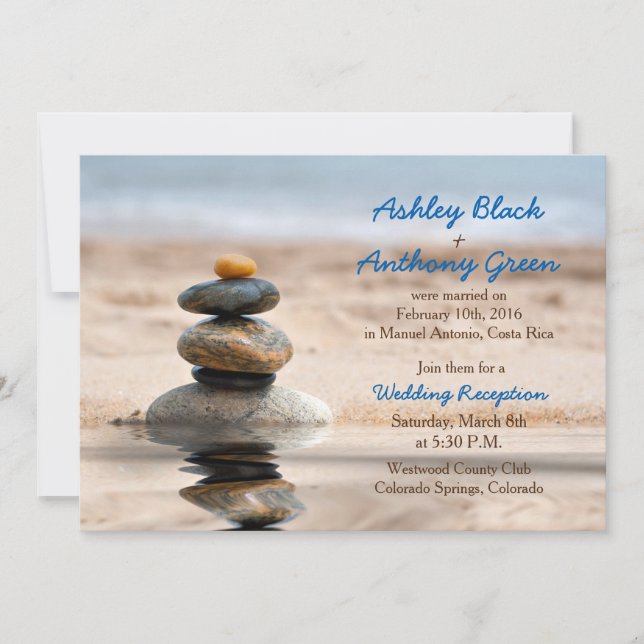 Ocean Beach Destination Wedding Reception Only Invitation (Front)