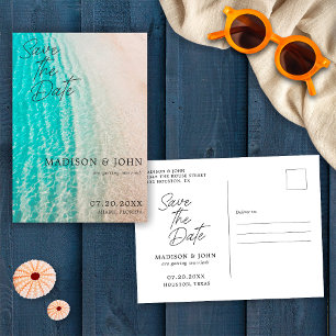Ocean Beach Destination Wedding Save the Date Postcard