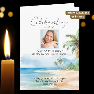 Ocean Beach Downloadable Funeral Program Card