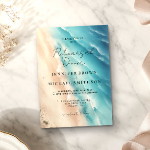 Ocean Beach Dual Side Watercolor Wedding Invitation