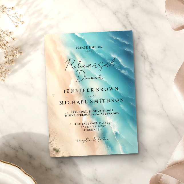 Ocean Beach Dual Side Watercolor Wedding Invitation (Creator Uploaded)