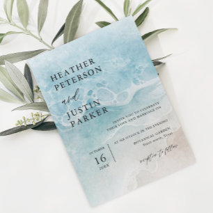 Ocean Beach Elegant Destination Wedding Invitation