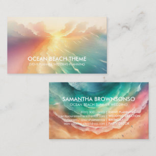 Ocean Beach Event Planning Party Green Sun Business Card