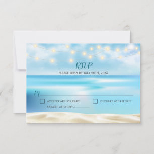 Ocean Beach Fairy Lights RSVP Reply Card