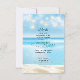 Ocean Beach Fairy Lights Wedding Insert Reception Invitation