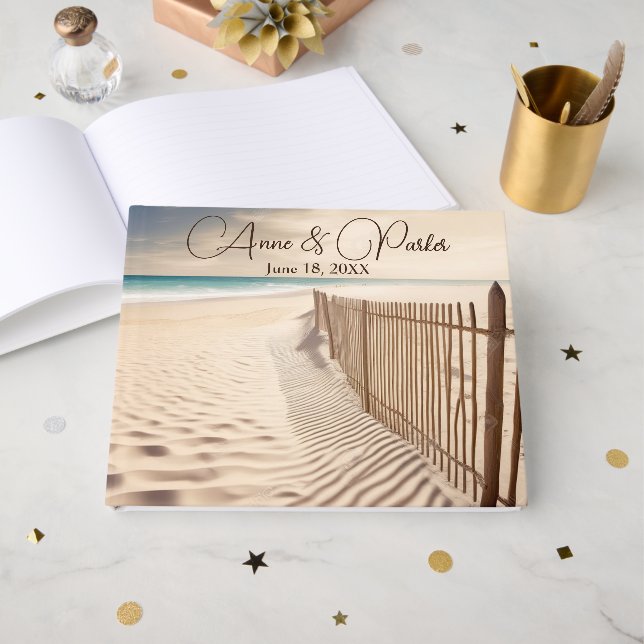 Ocean Beach Fence for Wedding Guest Book (Front Open)