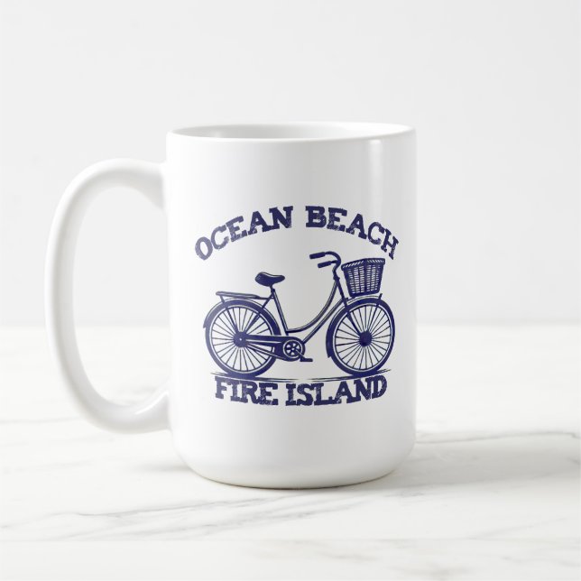 OCEAN BEACH Fire Island bike summer Long Island NY Coffee Mug (Left)