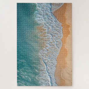 Ocean Beach From Above Turquoise Sea Waves Jigsaw Puzzle
