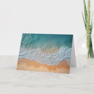Ocean Beach From Above Turquoise Sea Waves Thank You Card