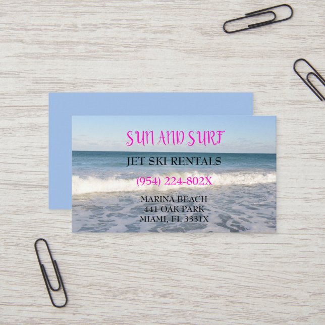 Ocean Beach  Jet Ski Surf Shop Business Card (Front/Back In Situ)