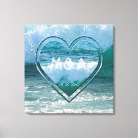 Ocean, Beach Life Wedding Couple Initials and Date