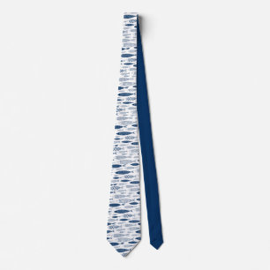 Ocean Beach Nautical Fish Pattern Tie