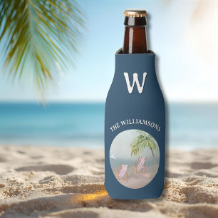 Ocean Beach Palm Flamingo Personalised Bottle Cooler
