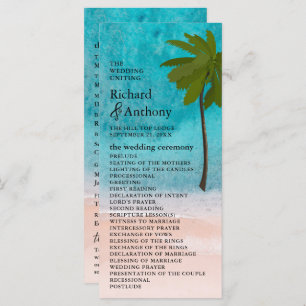 Ocean Beach Palm Tree Wedding Programme
