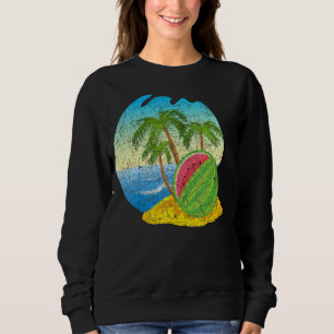 Ocean Beach Palm Trees Fruit Tropical Summer Water Sweatshirt